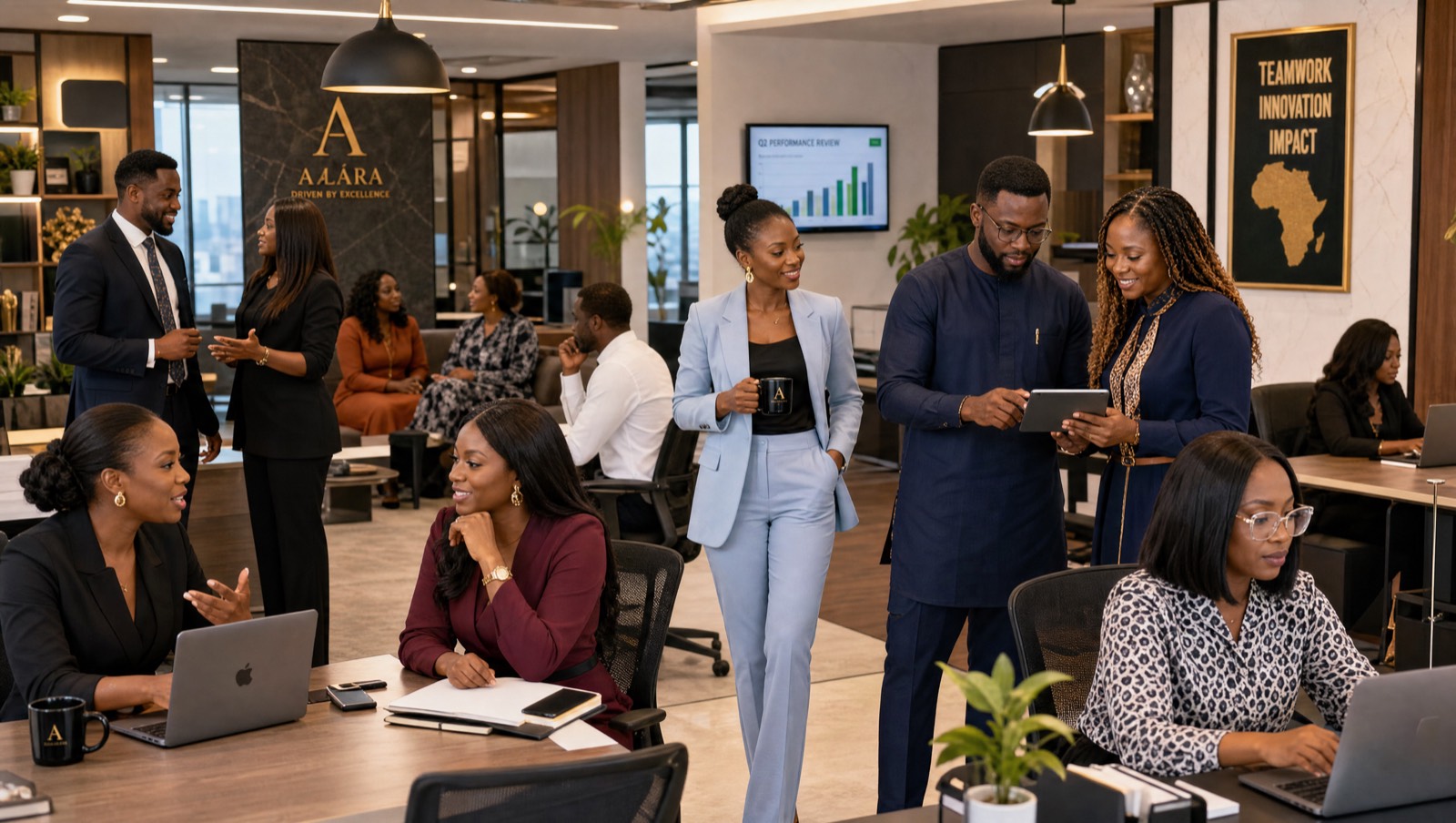 A team at work inside a modern African organisation